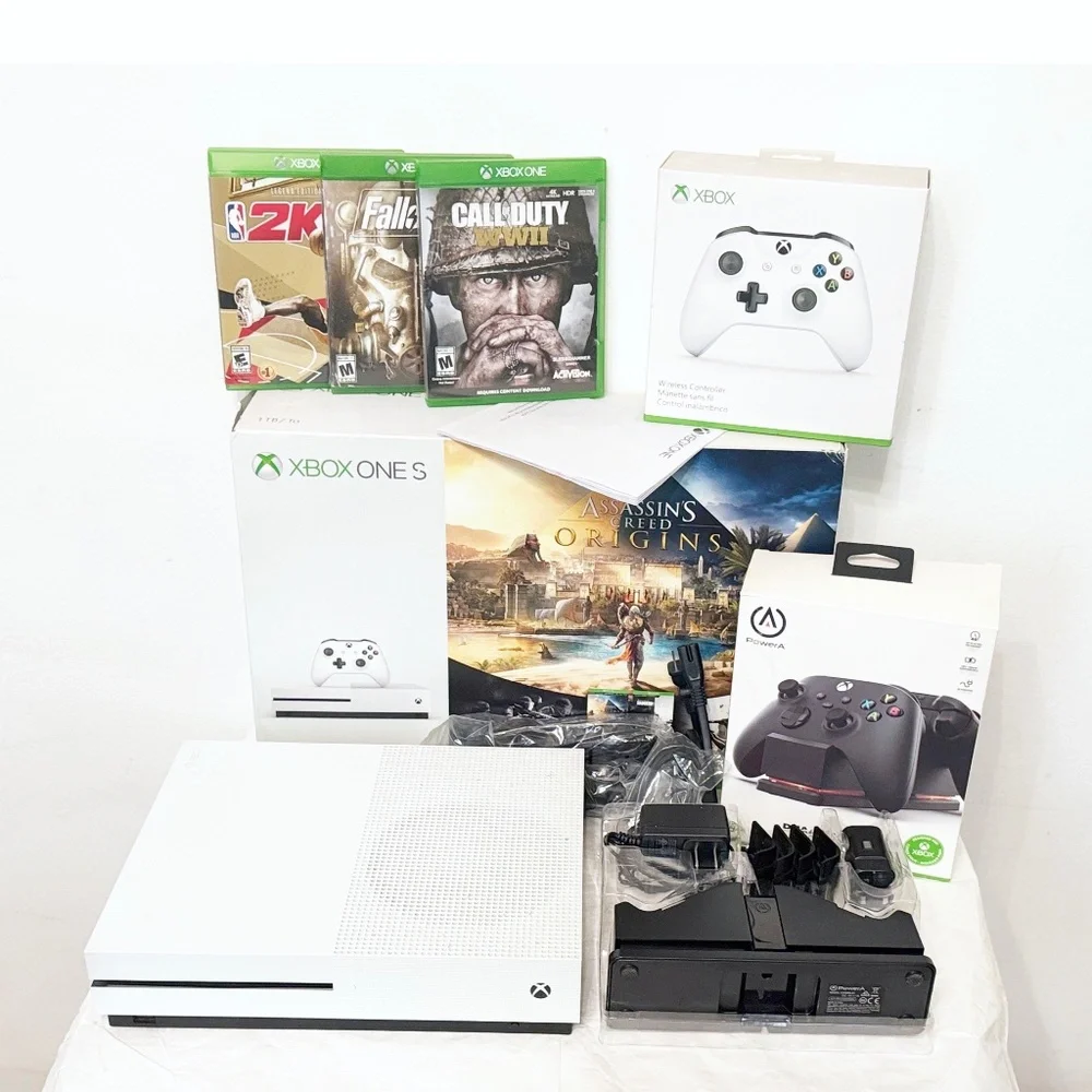 Microsoft Xbox One S 1TB Console - White- Model 1681- Bundle Games, Controller +